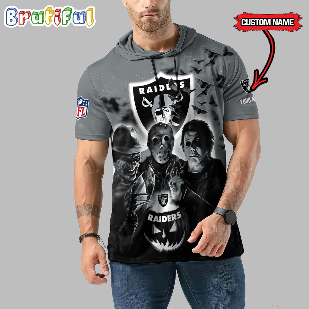 NFL Las Vegas Raiders Horror Characters Essential Halloween Sleeveless Hoodie 1