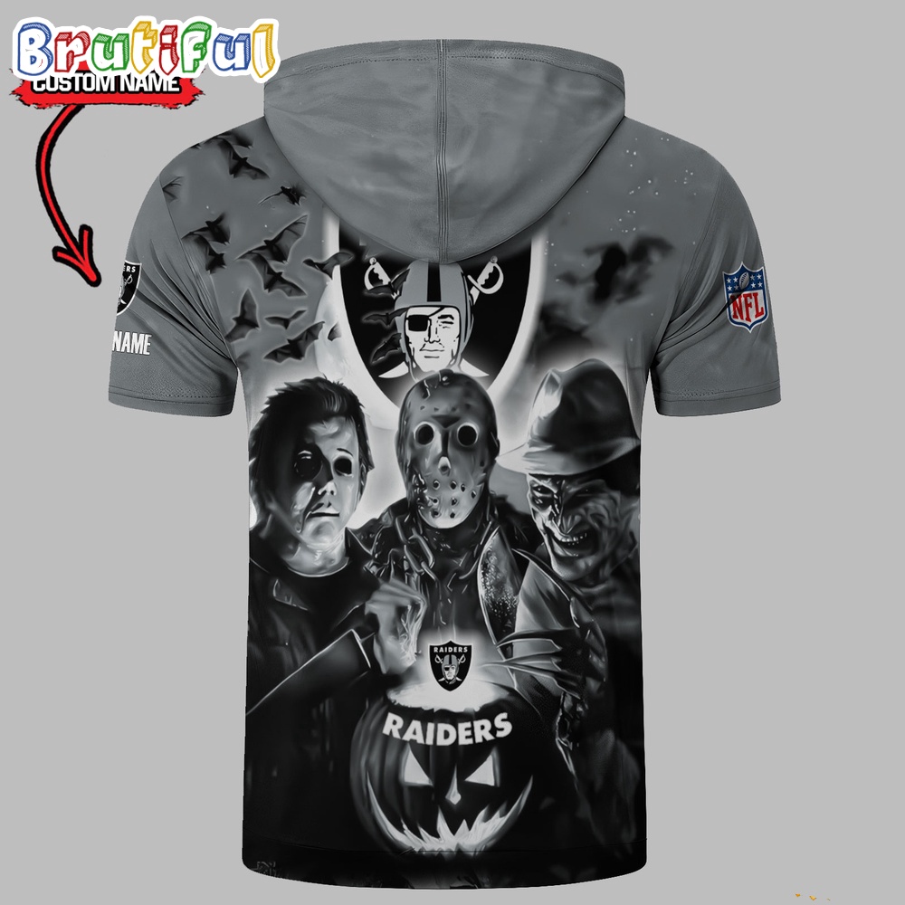 NFL Las Vegas Raiders Horror Characters Essential Halloween Sleeveless Hoodie 2