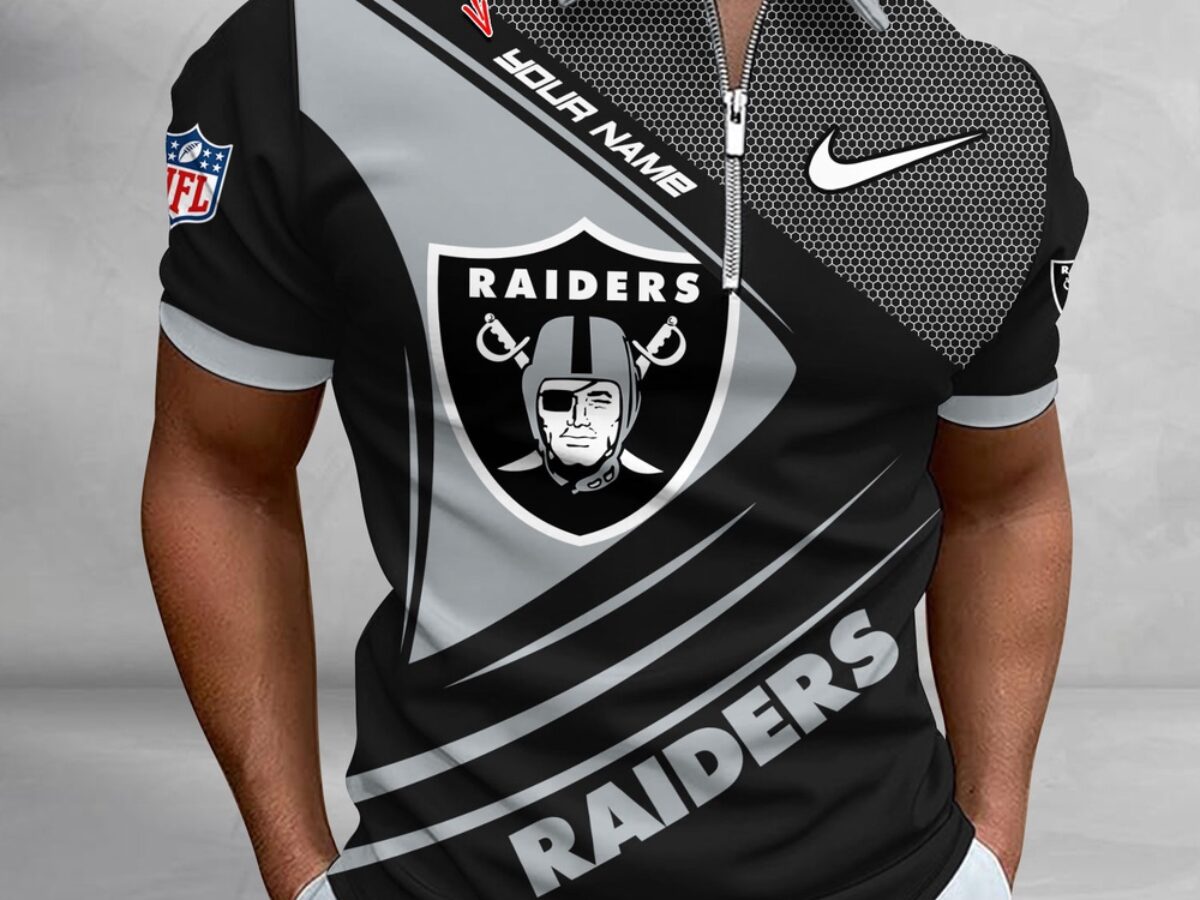NFL Las Vegas Raiders Polo Shirt, Football Sport Zip Polo Shirt