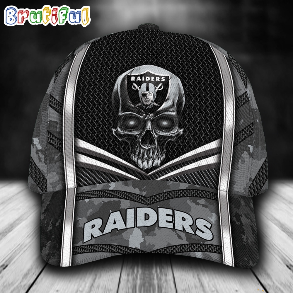 NFL Las Vegas Raiders Special Halloween Skull Custom Baseball Cap 1