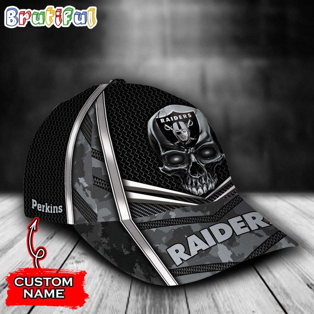 NFL Las Vegas Raiders Special Halloween Skull Custom Baseball Cap 2