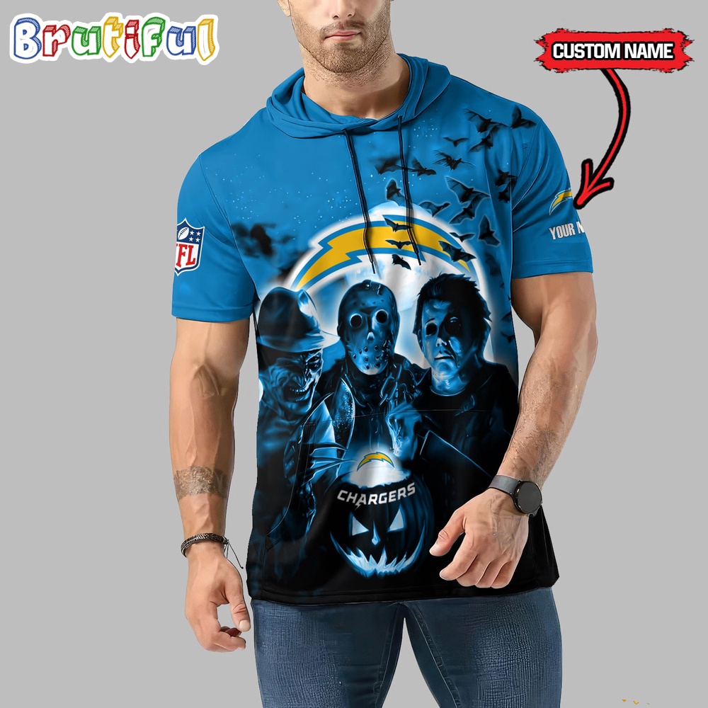 NFL Los Angeles Chargers Horror Characters Essential Halloween Sleeveless Hoodie 1