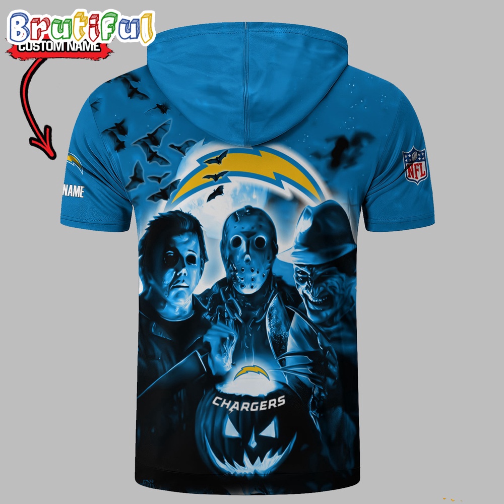NFL Los Angeles Chargers Horror Characters Essential Halloween Sleeveless Hoodie 2
