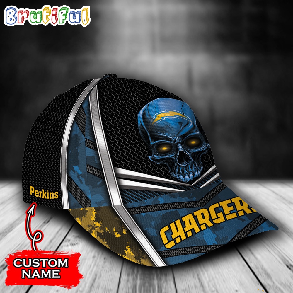 NFL Los Angeles Chargers Special Halloween Skull Custom Baseball Cap 2