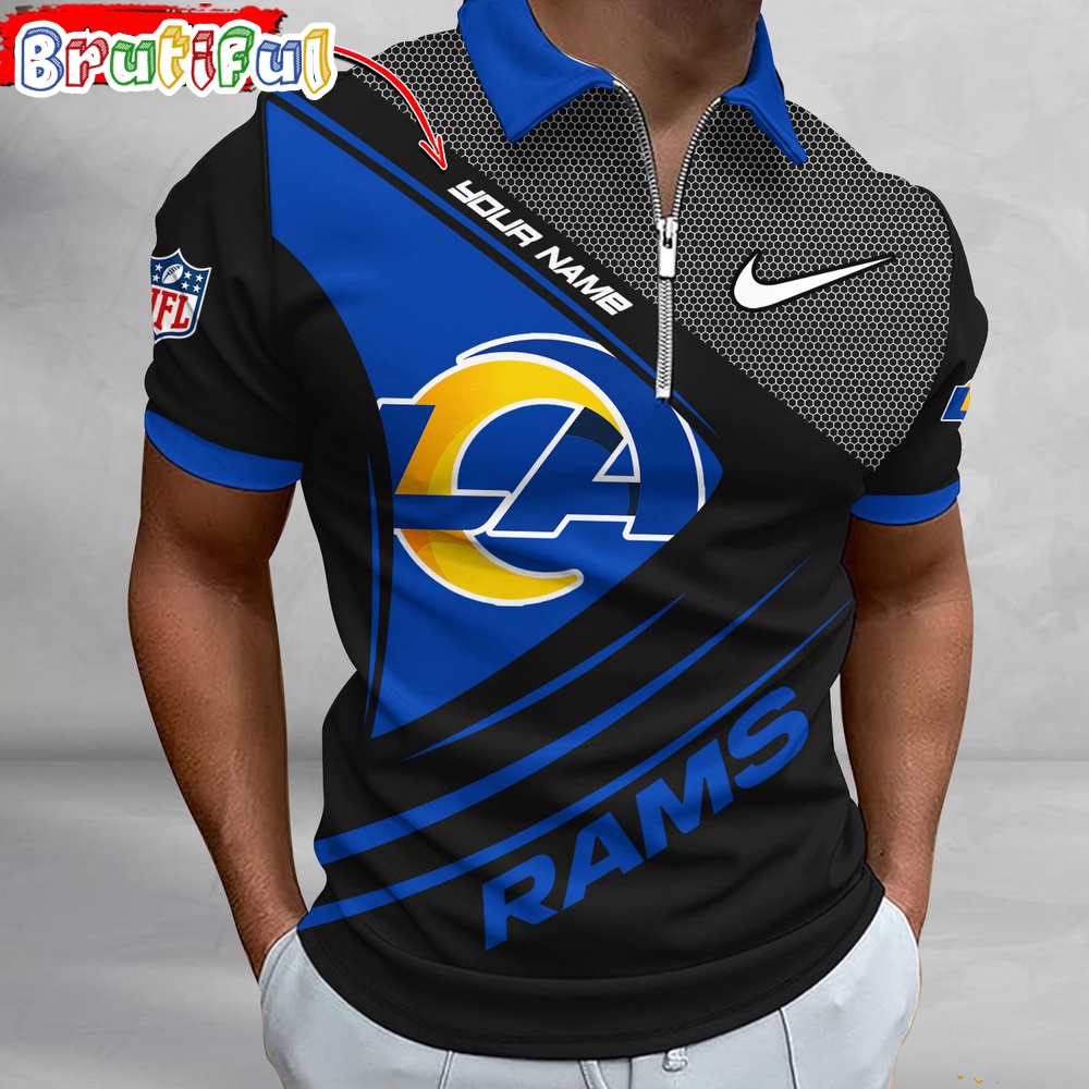 NFL Los Angeles Rams Polo Shirt Football Sport Zip Polo Shirt