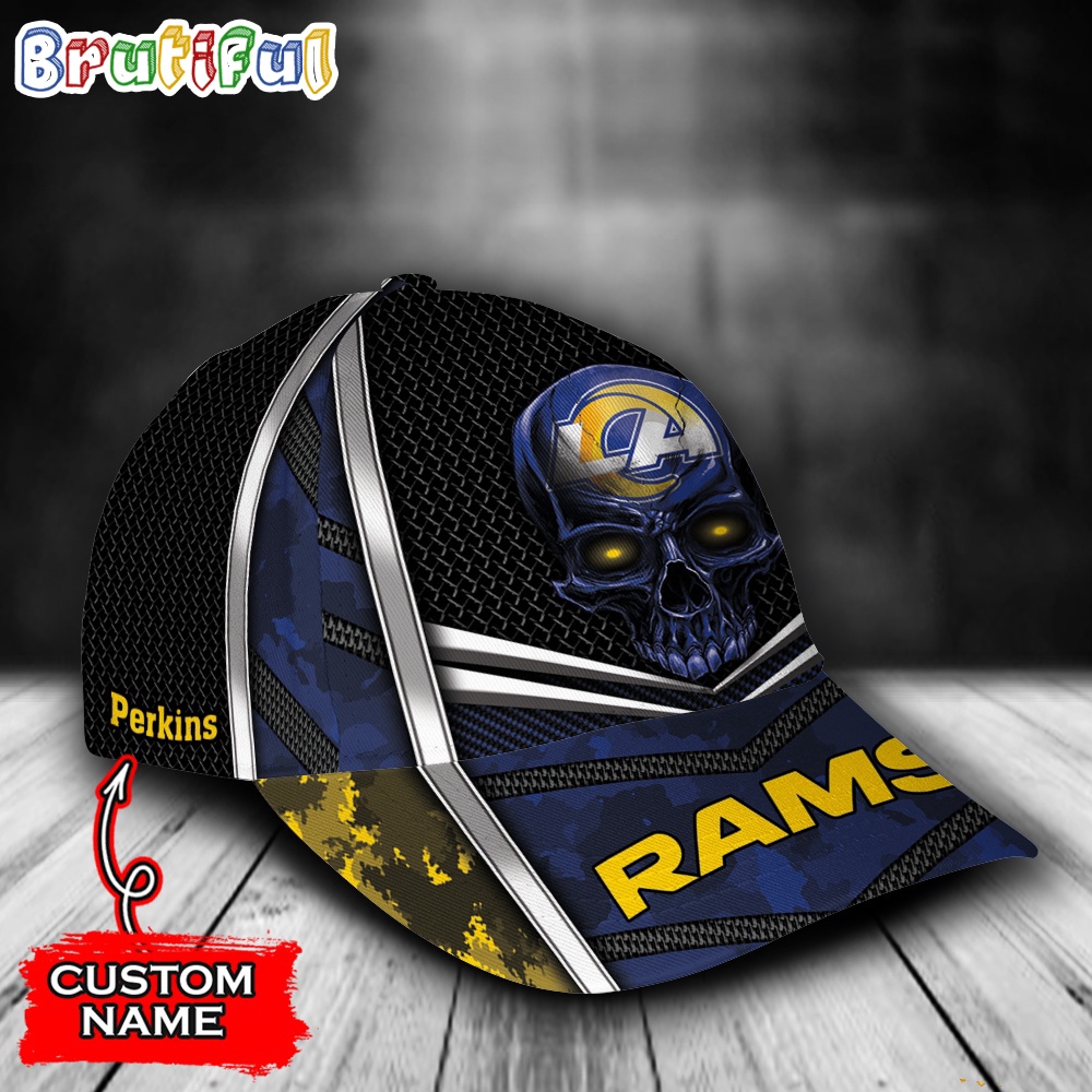 NFL Los Angeles Rams Special Halloween Skull Custom Baseball Cap 2