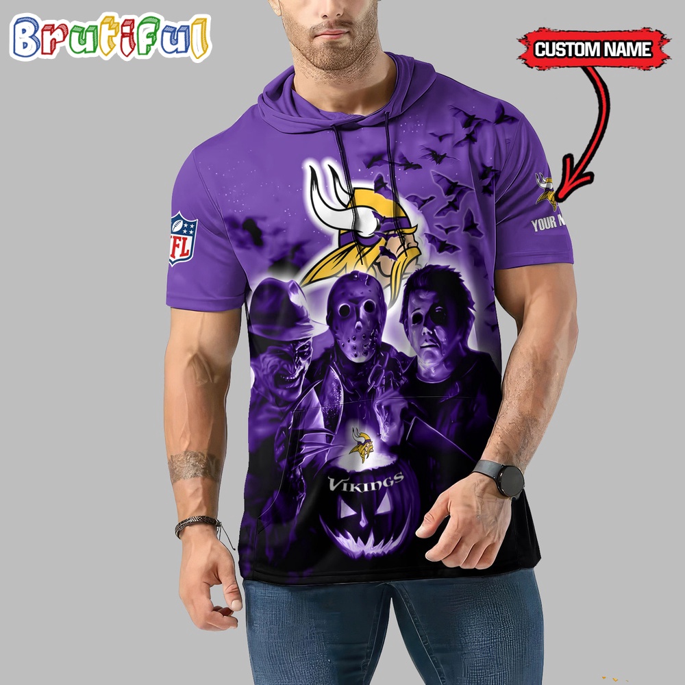 NFL Minnesota Vikings Horror Characters Essential Halloween Sleeveless Hoodie 1