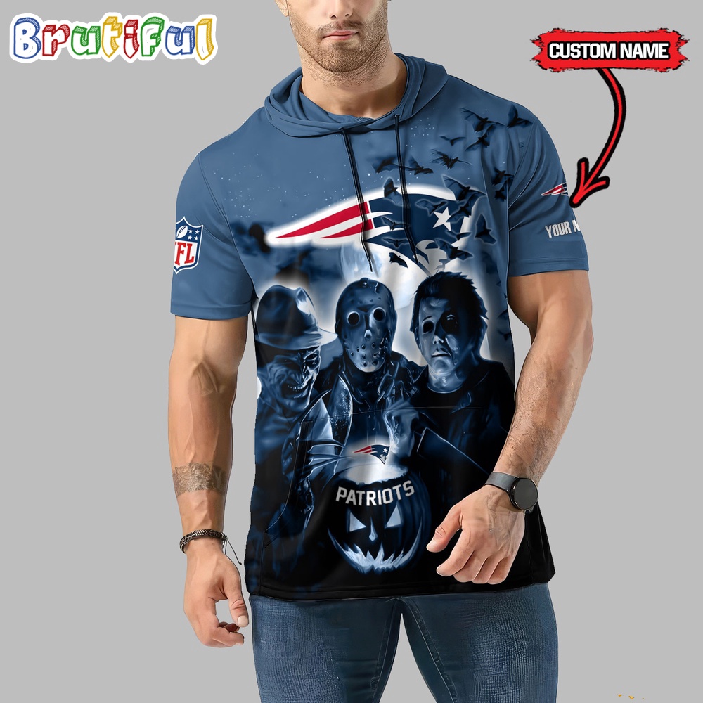 NFL New England Patriots Horror Characters Essential Halloween Sleeveless Hoodie 1