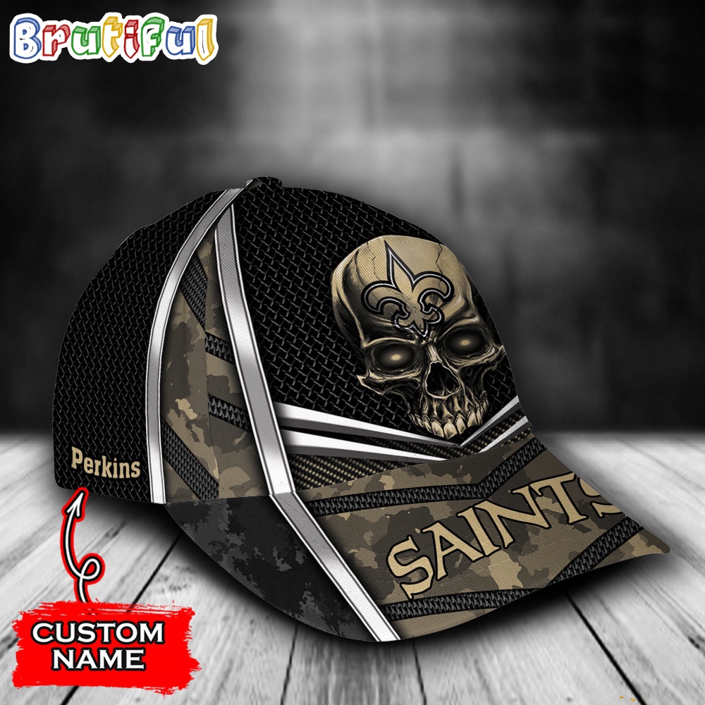 NFL New Orleans Saints Special Halloween Skull Custom Baseball Cap 2
