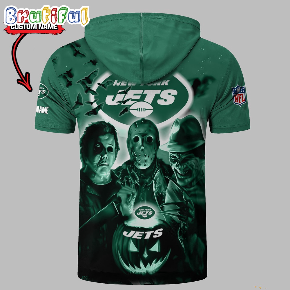 NFL New York Jets Horror Characters Essential Halloween Sleeveless Hoodie 2