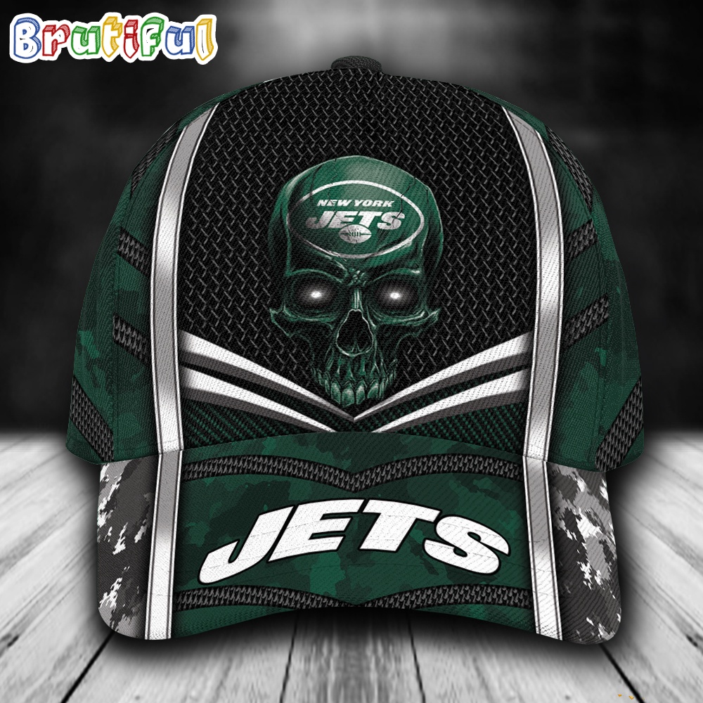 NFL New York Jets Special Halloween Skull Custom Baseball Cap 1
