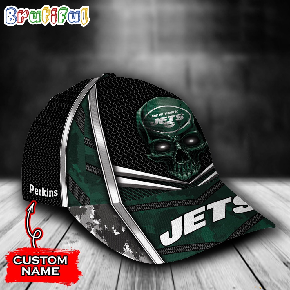 NFL New York Jets Special Halloween Skull Custom Baseball Cap 2