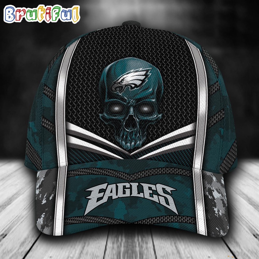 NFL Philadelphia Eagles Special Halloween Skull Custom Baseball Cap 1