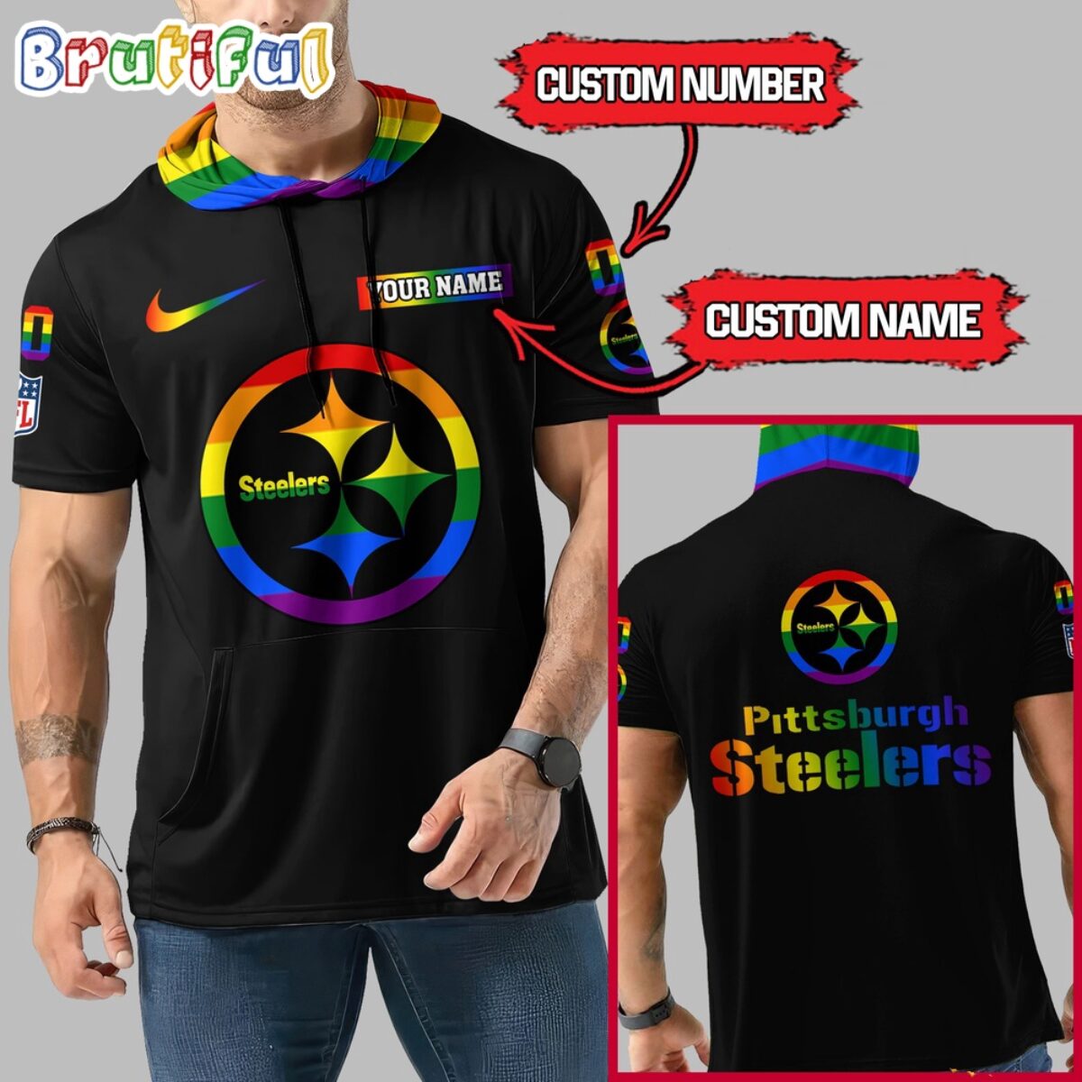 NFL Pittsburgh Steelers LGBT Workout Hoodie Tank Tops Custom LGBT
