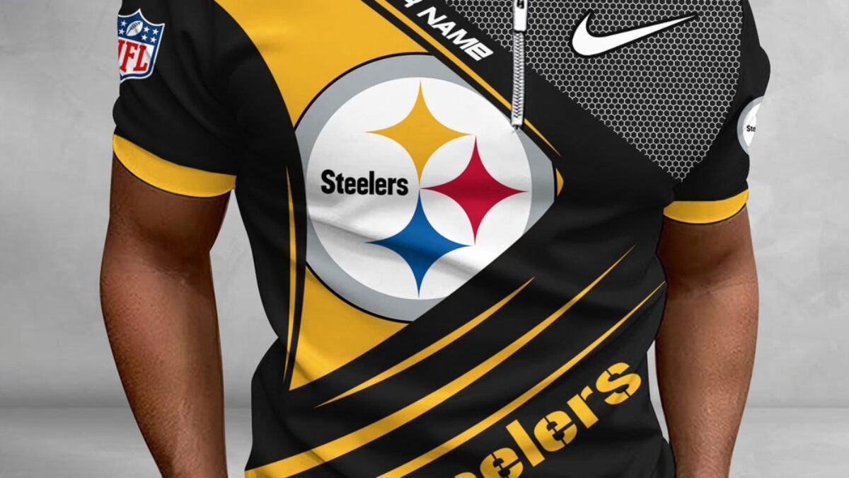 NFL Pittsburgh Steelers Polo Shirt, Football Sport Zip Polo Shirt