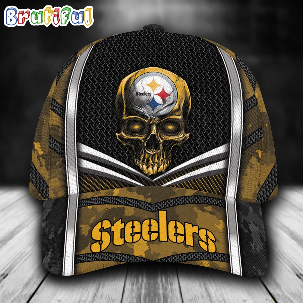 NFL Pittsburgh Steelers Special Halloween Skull Custom Baseball Cap 1