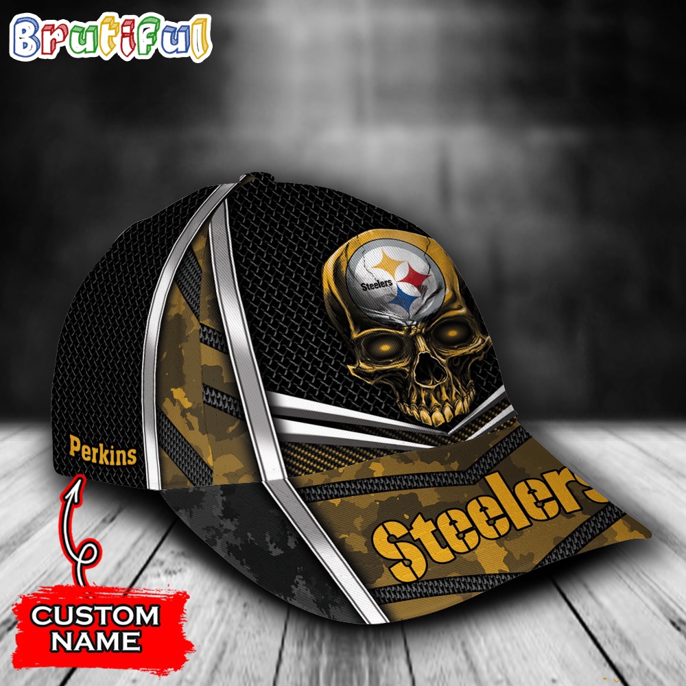 NFL Pittsburgh Steelers Special Halloween Skull Custom Baseball Cap 2