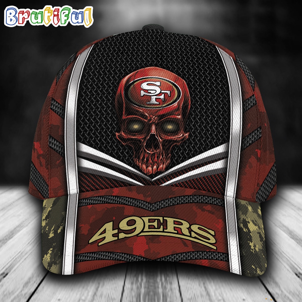 NFL San Francisco 49ers Special Halloween Skull Custom Baseball Cap 1