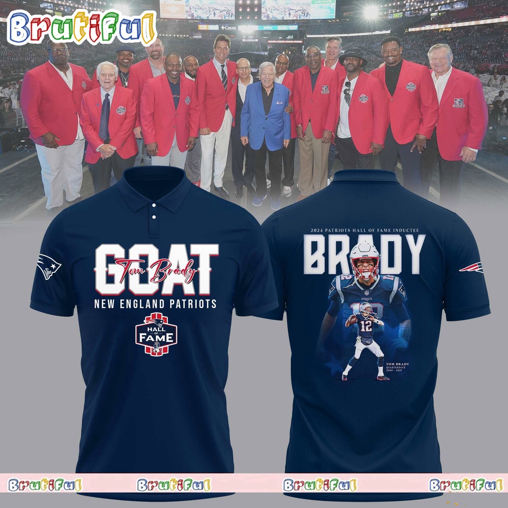 NFL Tom Barady Goat New England Patriots Hall Of Fame 2024 Polo Shirt