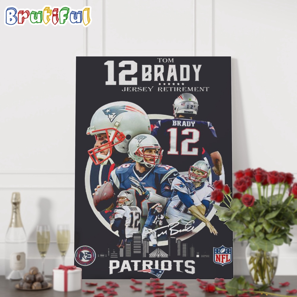 NFL Tom Brady Jersey Retirement New England Patriots Football 2024 Wall Art Poster Canvas