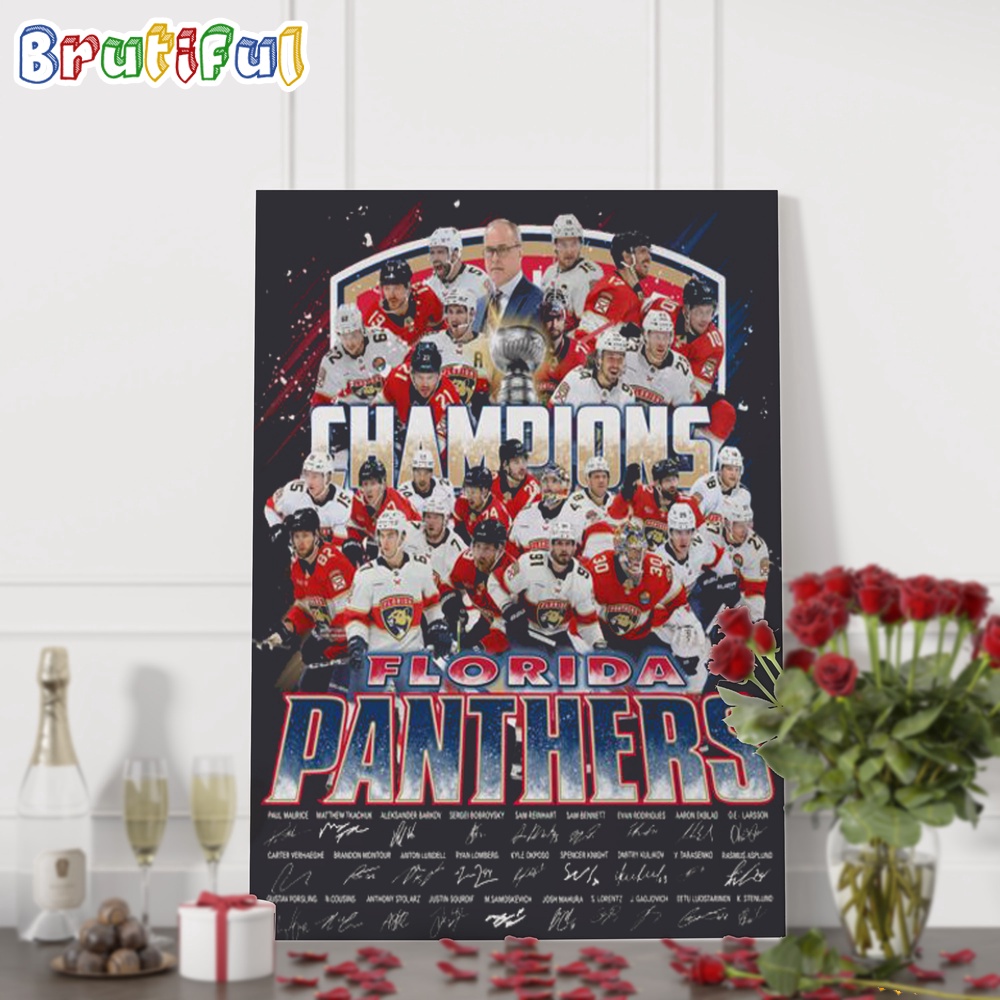 NHL Florida Panthers 2024 Hockey Team Player Champions Signature Wall Art Poster Canvas