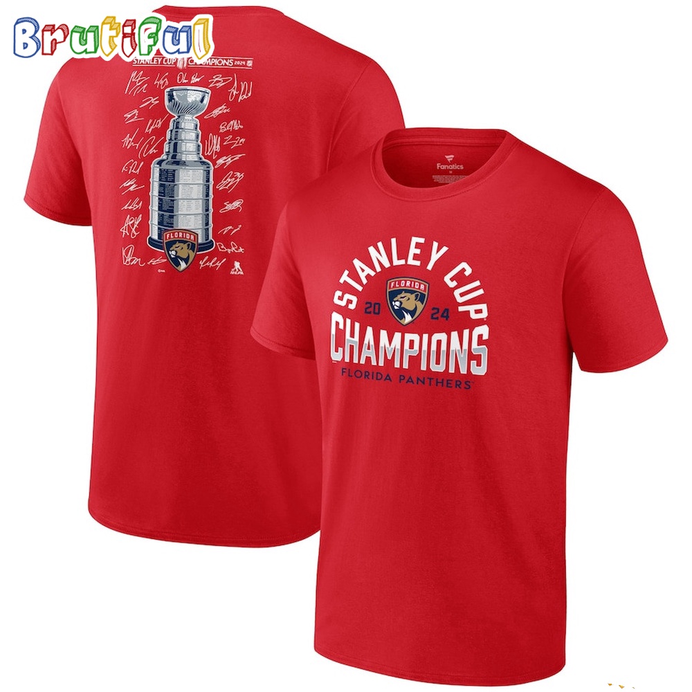 NHL Florida Panthers Fanatics 2024 Stanley Cup Champions Signature Roster T Shirt