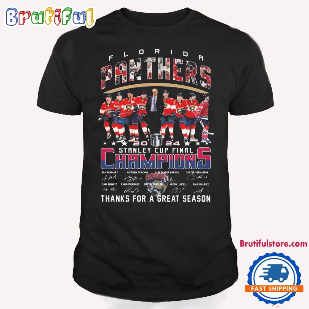 NHL Florida Panthers Stanley Cup 2023 2024 Thank You For Great Season Signatures T Shirt