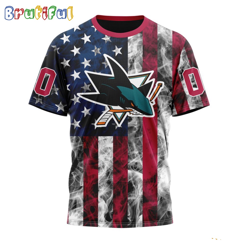 NHL San Jose Sharks Happy Independence Day The 4th Of July 3D T Shirt 1