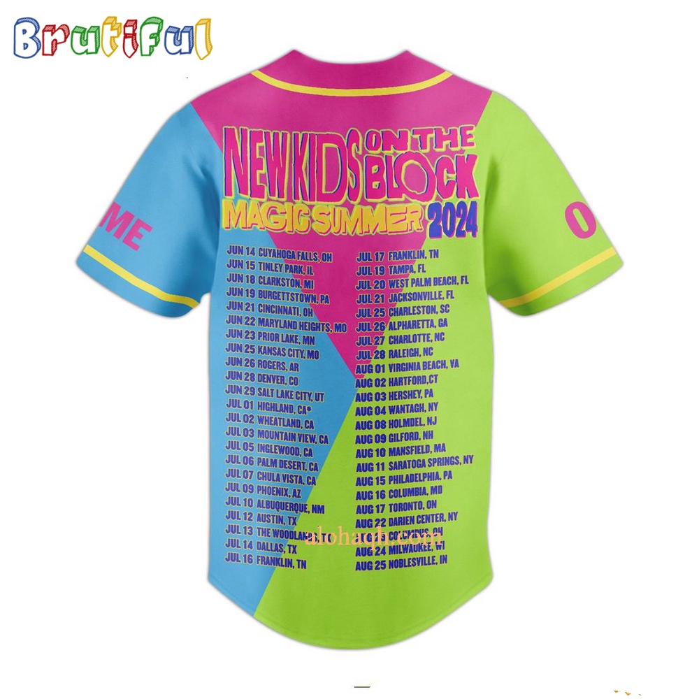 New Kids On The Block Magic Summer 2024 Tour Schedule Baseball Jersey 2