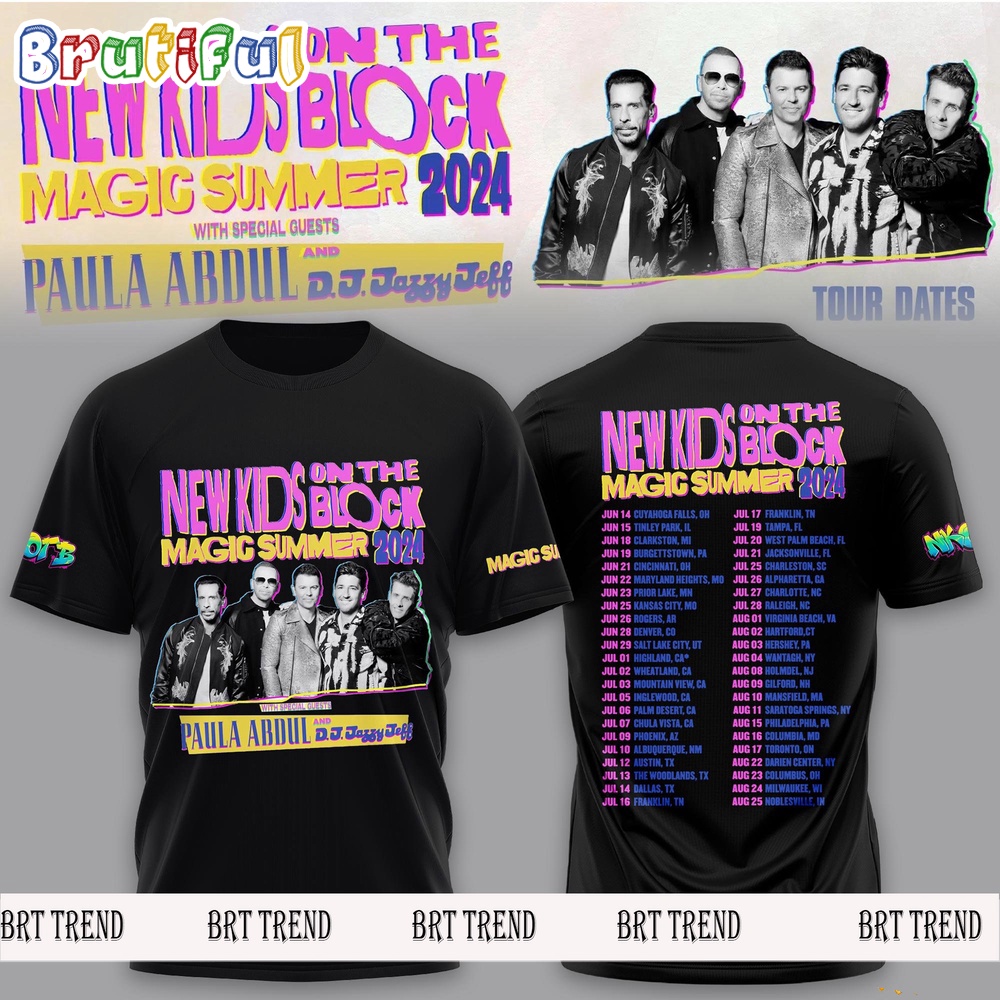 New Kids On The Block Magic Summer Tour 2024 3D Shirt New Kids On The Block Music Band T Shirt
