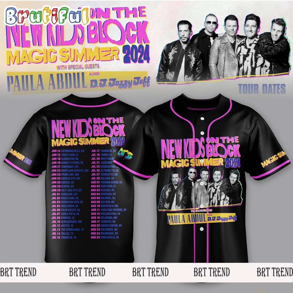 New Kids On The Block Magic Summer Tour 2024 Jersey New Kids On The Block Baseball Jersey