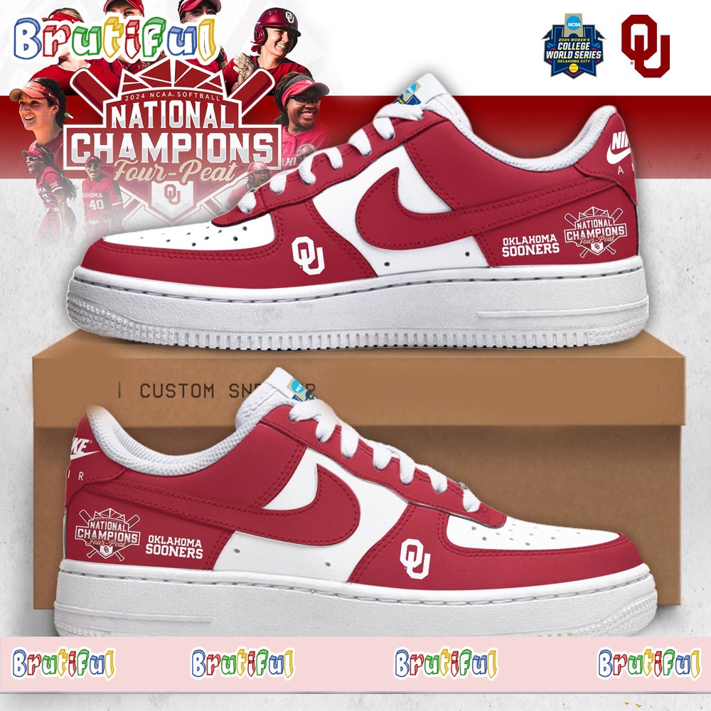 Oklahoma Sooners Four Peat NCAA Softball Women's Champions Air Force 1 Shoes Sneaker