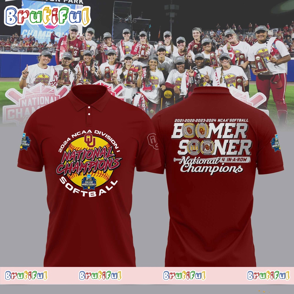 Oklahoma Sooners Four Peat NCAA Softball Women's Champions Polo Shirt Oklahoma Sooners Polo Shirt