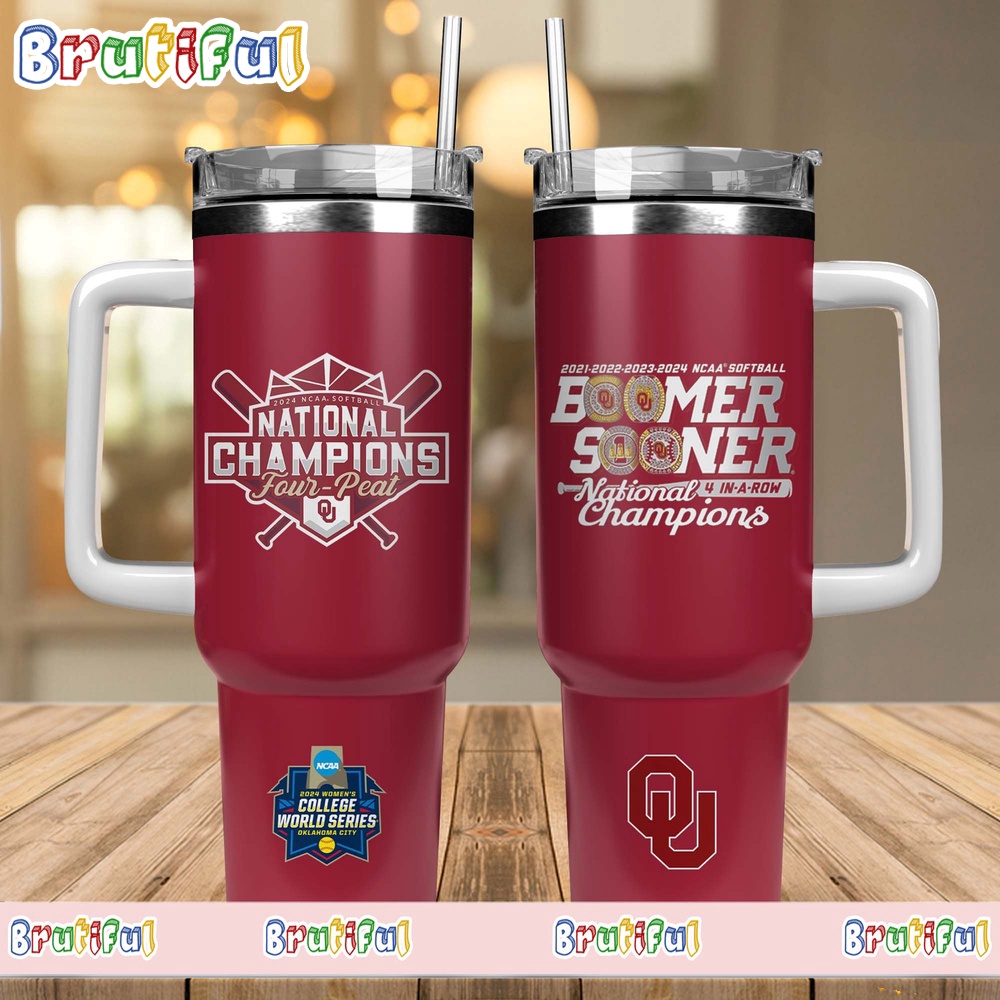 Oklahoma Sooners Four Peat NCAA Softball Women's Champions Stanley Tumbler 40oz