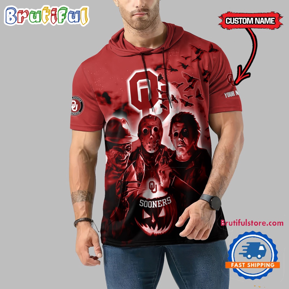 Oklahoma Sooners Horror Characters Essential Halloween Sleeveless Hoodie 1