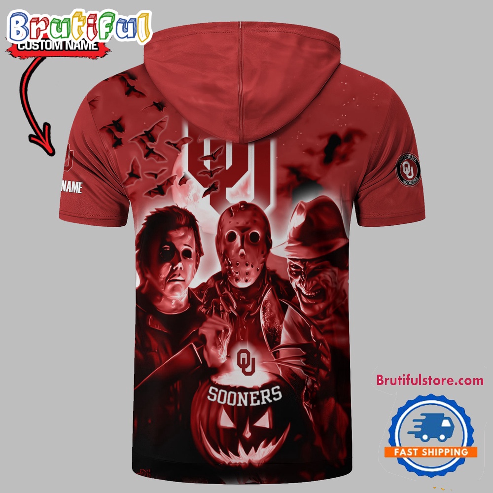 Oklahoma Sooners Horror Characters Essential Halloween Sleeveless Hoodie 2