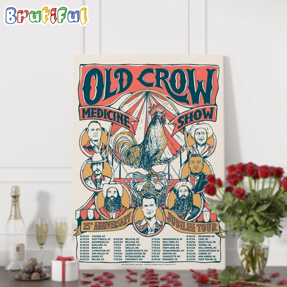 Old Crow Medicine Show 25th Anniversary Jubilee Tour 2024 Wall Art Poster Canvas