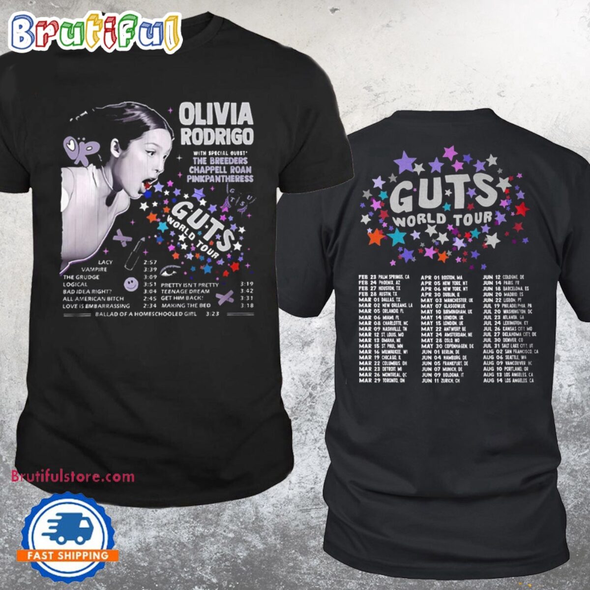 【超美品】 OLIVIARODRIGO GUTS WORLD TOUR Tシャツ GUTS World Tour (Olivia Rodrigo) 2024 Shirt – BUBBLE POPS