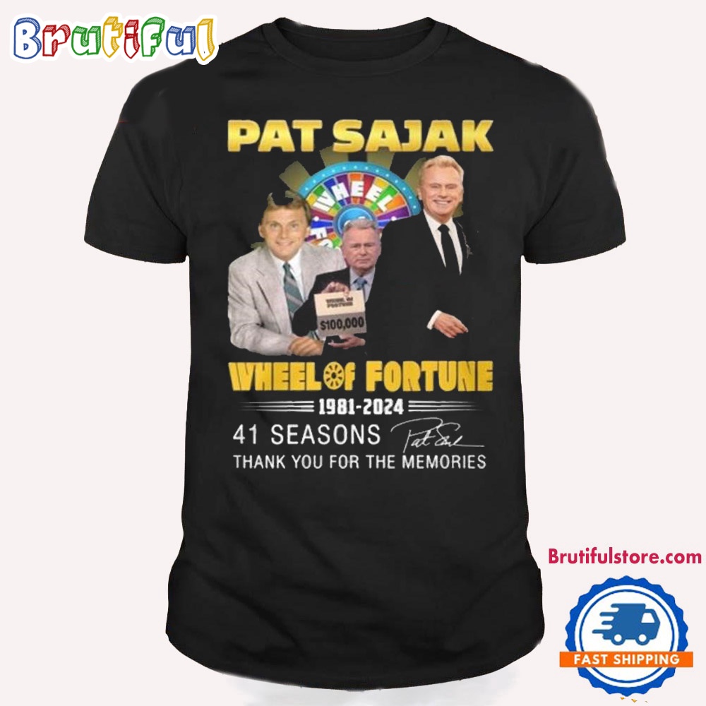 Pat Sajak Wheel Of Fortune 1981 2024 41 Seasons Signature T Shirt