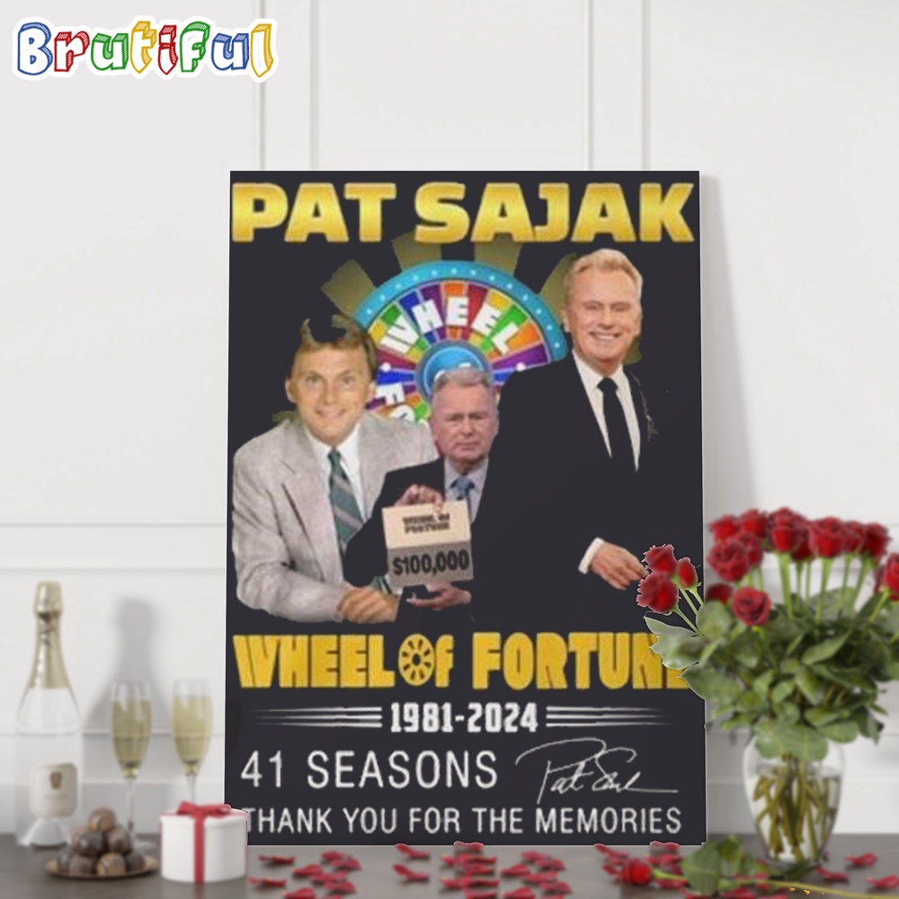 Pat Sajak Wheel Of Fortune 1981 2024 41 Seasons Signature Wall Art Poster Canvas