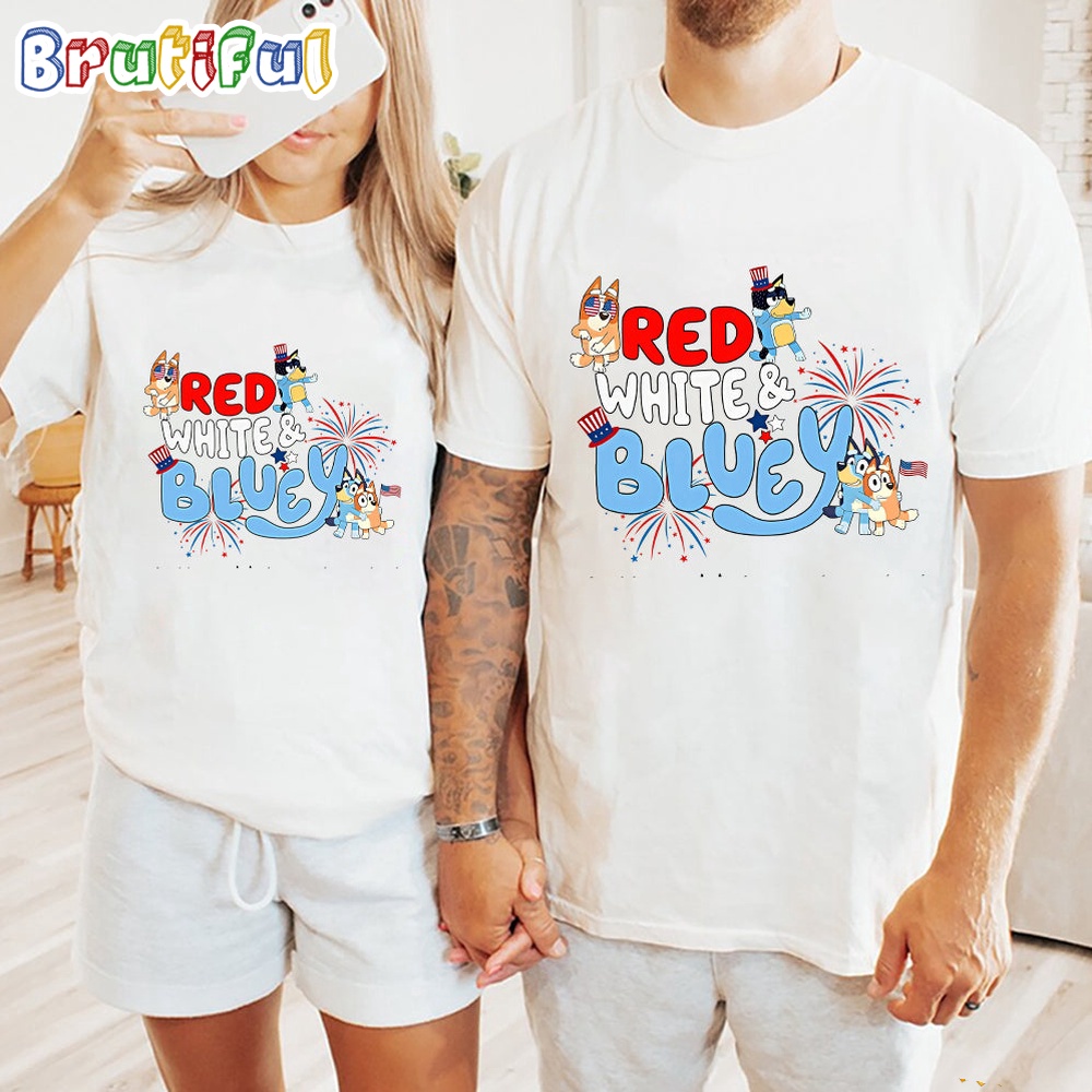 Red White Bluey 4th Of July 2024 T Shirt Bluey T Shirt Mens Bluey Shirt Womens Bluey Shirt