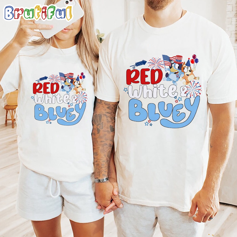 Red White Bluey America Flag Independence Day 4th Of July 2024 Shirt Bluey T Shirt Mens Bluey Shirt Womens Bluey Shirt