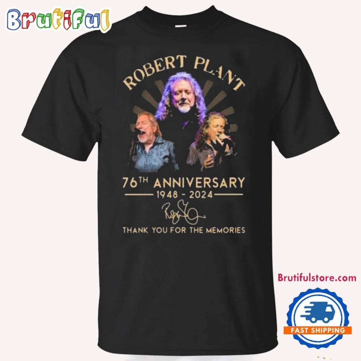 Robert Plant 76th Anniversary 1948-2024 Music Signature T Shirt