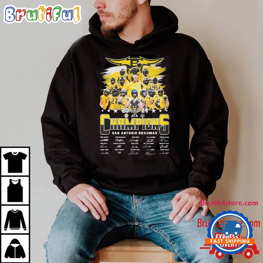 San Antonio Brahmas 2024 UFL Champions Signature T Shirt 2