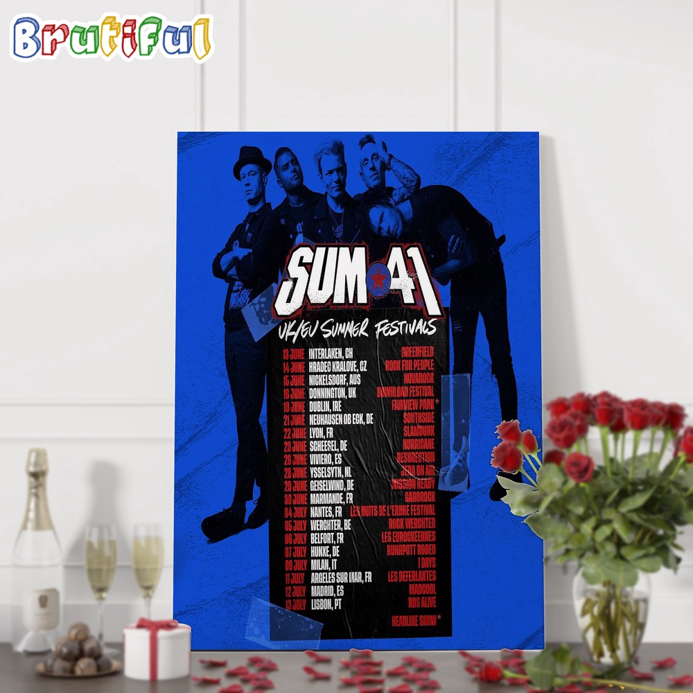 Sum 41 Rock Band UK EU Summer Festivals 2024 Wall Art Poster Canvas