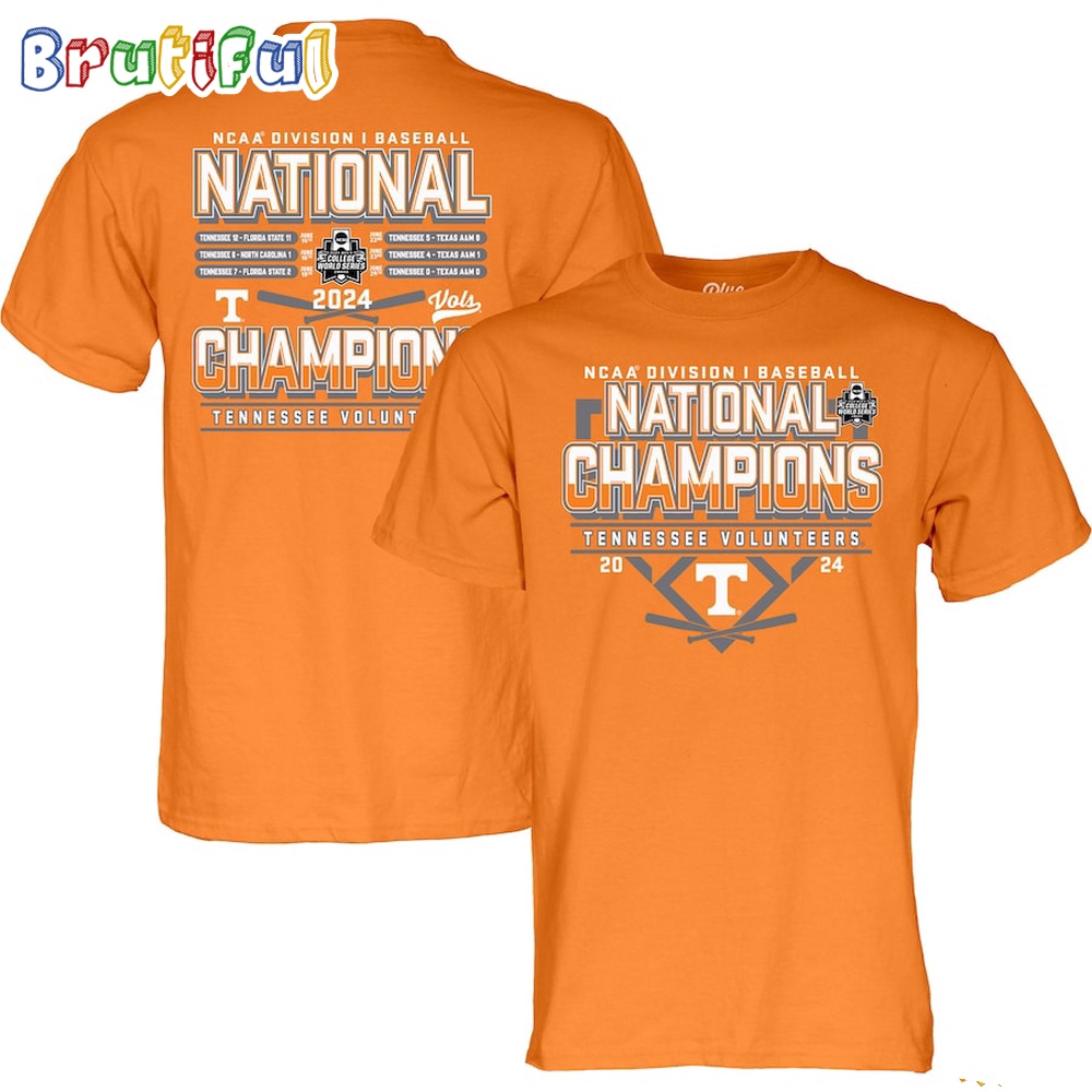 Tennessee Volunteers 2024 NCAA Men's Baseball College World Series Champions Division I 2D T Shirt