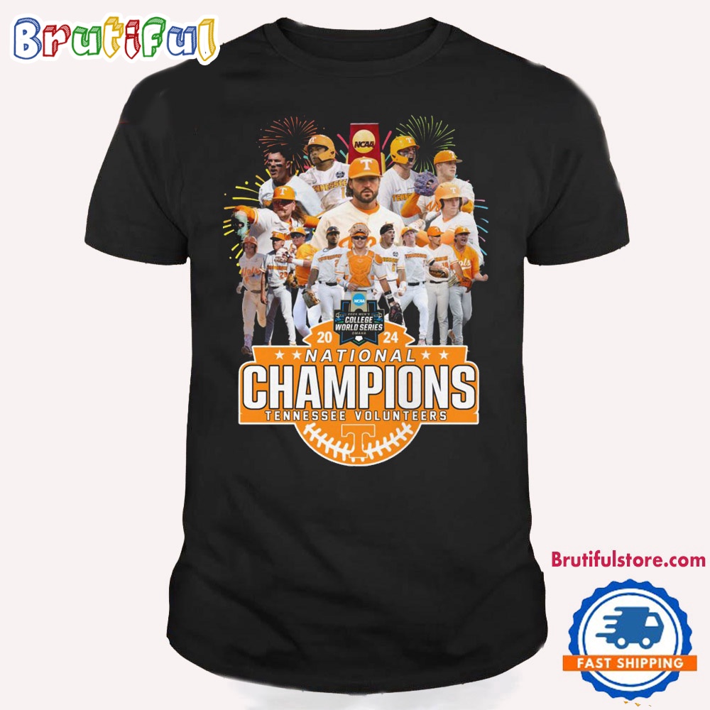 Tennessee Volunteers NCAA Mens Baseball National Champions 2024 Print Team T Shirt