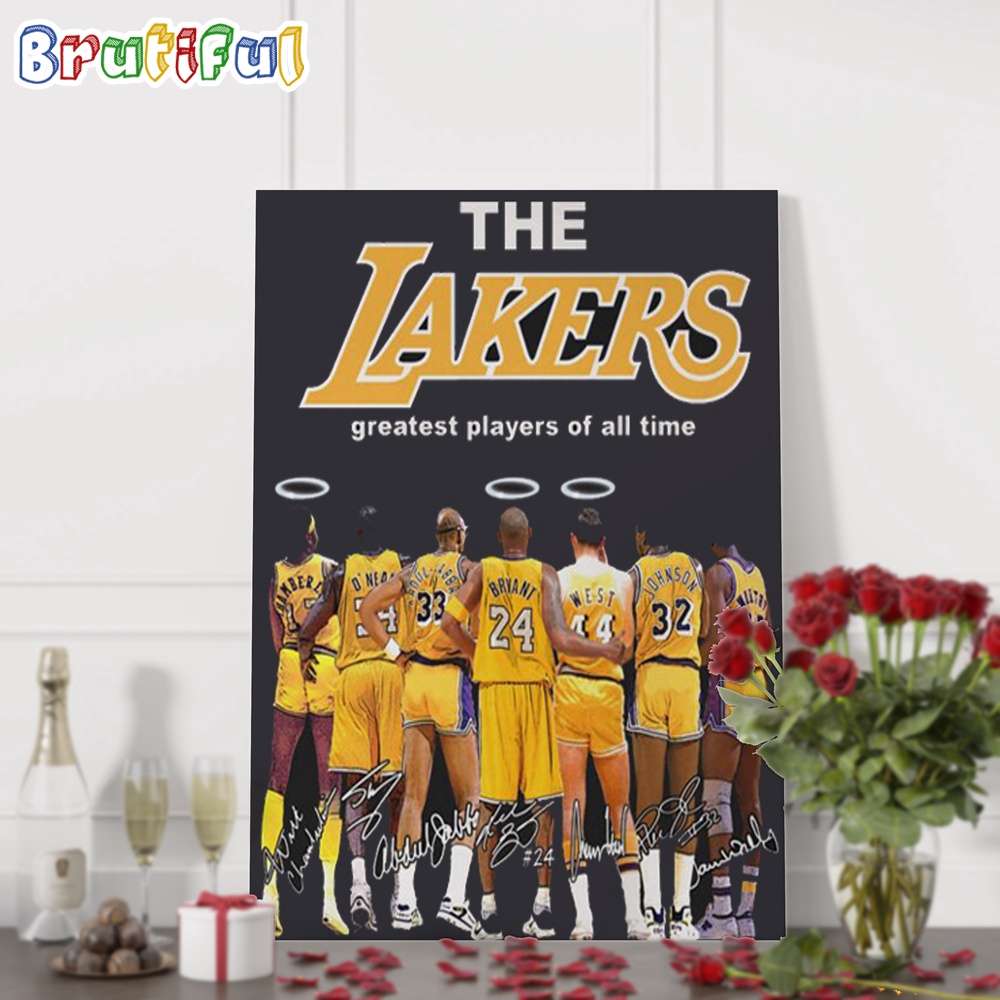 The Los Angeles Lakers Greatest Players Of Time Signature Wall Art Poster Canvas