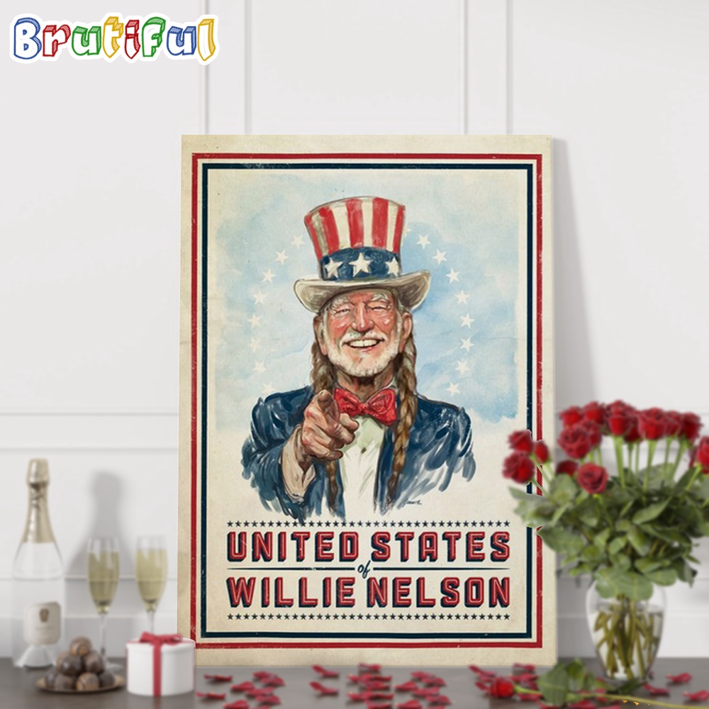 United States Of Willie Nelson 2024 Wall Art Poster Canvas