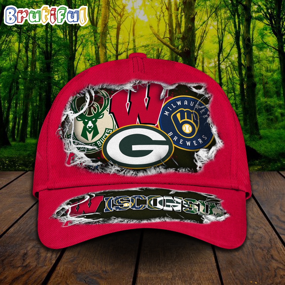 Wisconsin Sports All Over Print Cap Wisconsin Cap Cap For Sport Fans 1